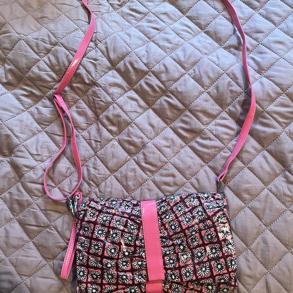 Vera Bradley Pink and Black Floral Crossbody Bag